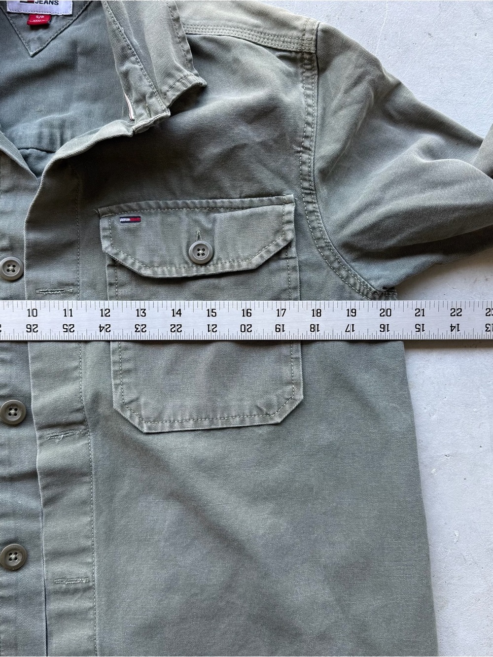 Tommy Jeans Olive Green Canvas Overshirt Jacket Vintage Y2K Workwear Unisex S - Picture 4 of 6